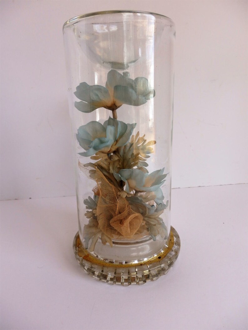 Glass Candle Holder with Enclosed Flowers. 'Starflower Etsy