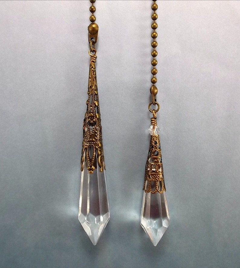 Set of Two Crystal Ceiling Fan Pulls Crystal Light Pulls Etsy