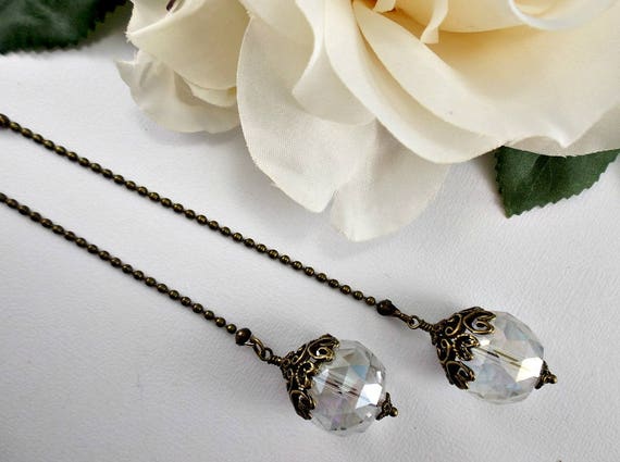 Silvery Eiffel Tower With Clear Faceted Glass Ceiling Fan Pull