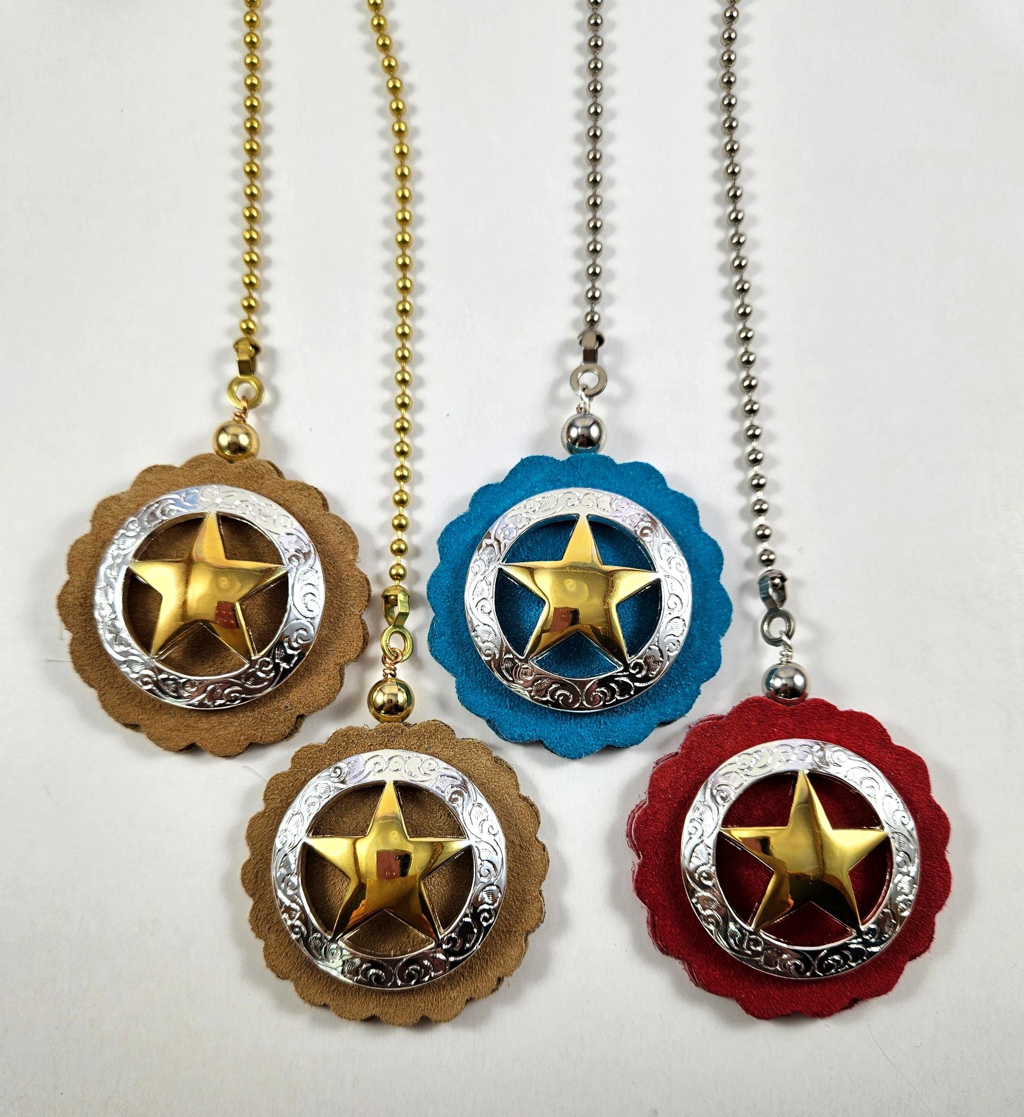2er-Pack Texas Star Conchos 2 Zoll – 18K Vergoldet Mit Schraube, Für Gürtel & Lederarbeiten