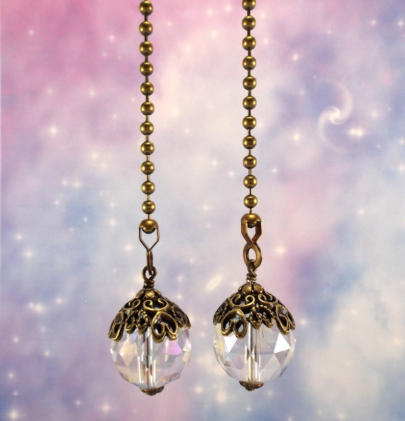 Bronze Clear Crystal Ceiling Fan Pull Crystal Light Pulls Etsy