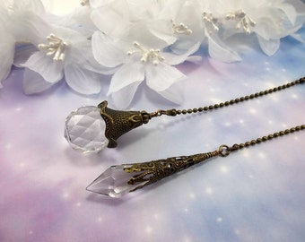 Set of Two, Crystal Ceiling Fan Pulls, Lamp Pull, Light Pull, Bronze Chain Pull, Home Decor