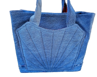 Upcycled Denim Tote Bag Purse - Handmade