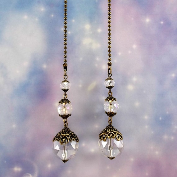 Clear Crystal Ceiling Fan Pulls Light Pull Bronze Image 0