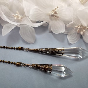 Clear Crystal Ceiling Fan Pulls, Crystal Light Pulls, Crystal Fan Pulls, Fan Pull, Light Pull, Ball Chain Pull, Crystal Lamp Pull