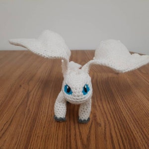 Light Fury Inspired Amigurumi - Light Fury Plush - Light Fury Crochet - White Toothless - Light Fury Stuffed Toy - Large Light Fury