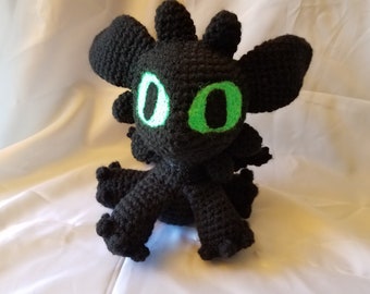 Crochet Night Fury Plush: Handmade Dragon Amigurumi