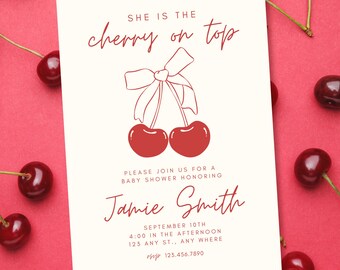 Cherry On Top Baby Shower Invitation Template