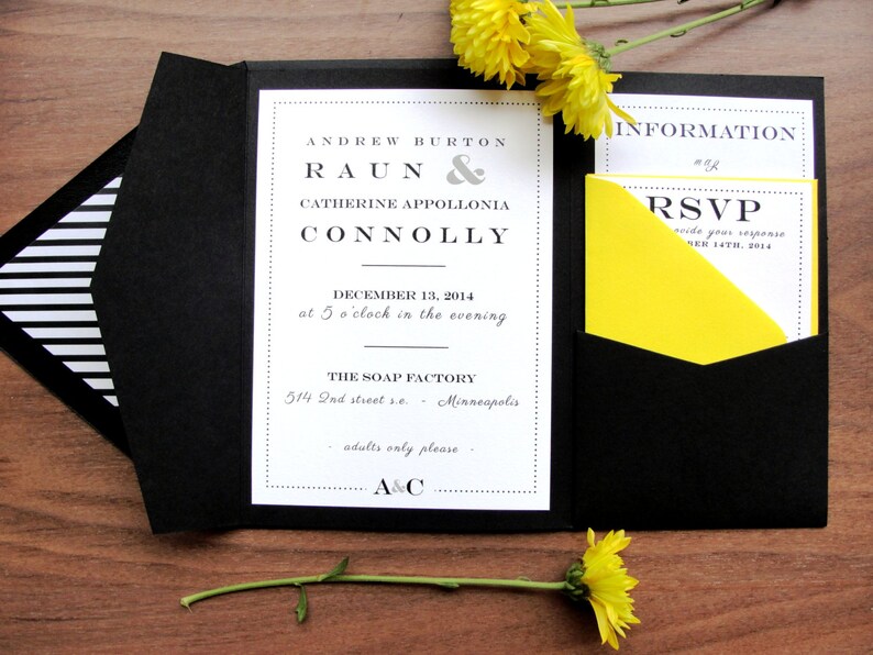 Custom Color Pocket Fold Wedding Invitation Set / resort Etsy
