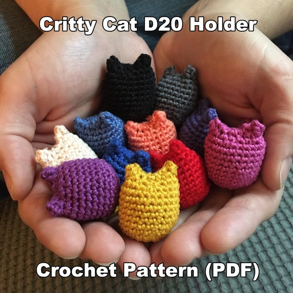 Critty Cat D20 Holder Crochet Pattern (PDF)