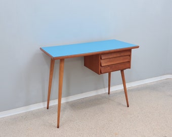 Bureau vintage en bois et formica 1960