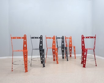 Suite de 6 chaises post-modernes en métal laqué ARTIFORT années 2000