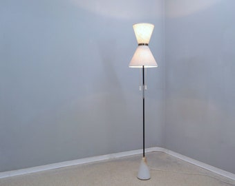 Mid century fabric lampshade floor lamp J.T. KALMAR 1950s