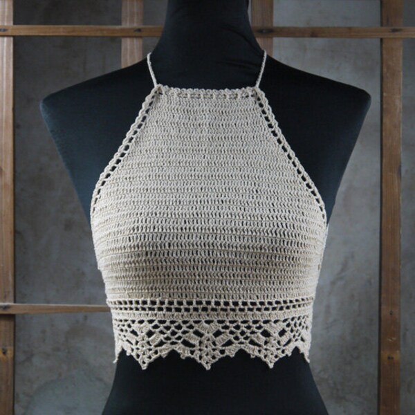 Rarefied Festival Crop Top - Crochet Bikini - Sexy Nipple barely visible - Beach Spa Vacation Swimwear swimwear S / M / L T56