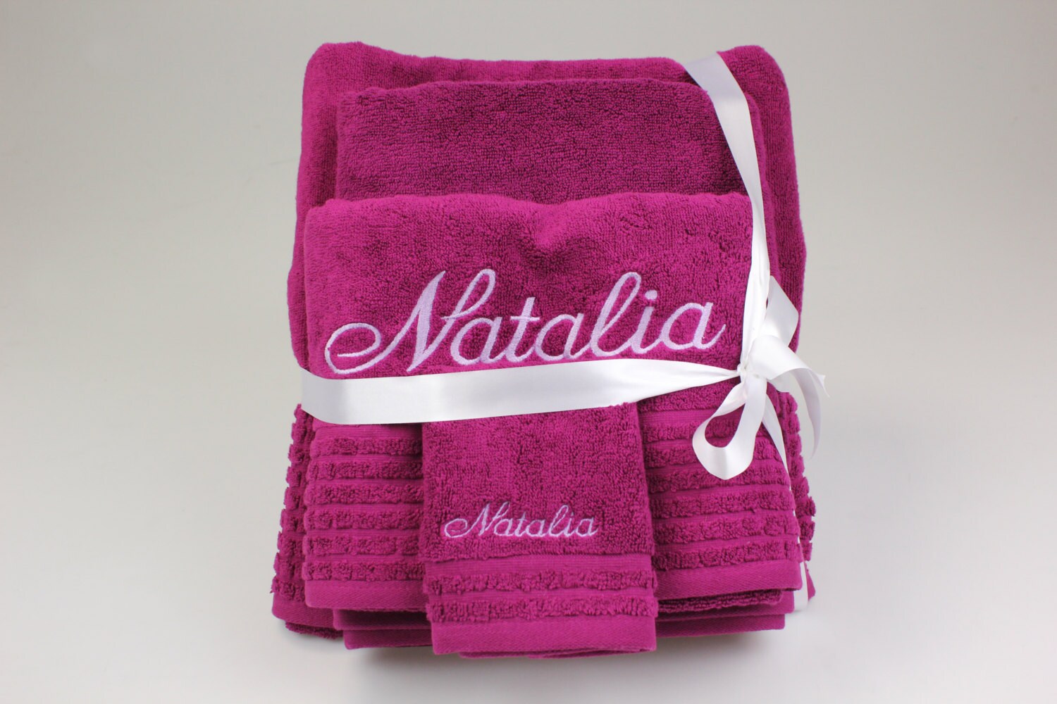 2 Piece Personalised Embroidered Towel Set Etsy