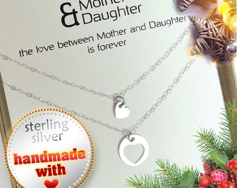 Christmas gift for mom. Mother daughter necklace set. Mothers day gift .Mom Daughter. Moms Birthday