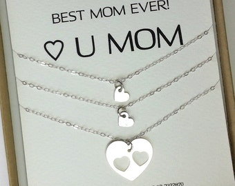 Mother Two Daughters Necklace Set , Mother Daughter Jewelry , Inspirational Jewelry ,mothers Day Jewelry, Mothers Day Gift