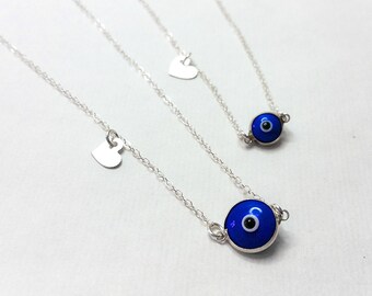 Evil eye jewelry, Evil eye necklace , Mother Daughter Necklace, Charm Necklaces, Mom daughter, inspirational jewelry