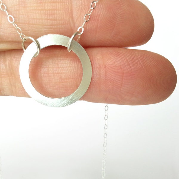 Sterling Silver Eternity Necklace, Handmade Circle Necklace, Minimalist Jewelry Design, Dainty silver necklace