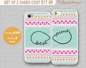 Best friends infinity and Aztec iPhone 4/4s Case, iPhone 5 Case, iPhone Hard Plastic /Soft Rubber Case,Personalized iPhone Case,water proof