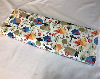 Camp Adventures Camping Outdoors Allover Green Cotton Flannel Fabric BTY