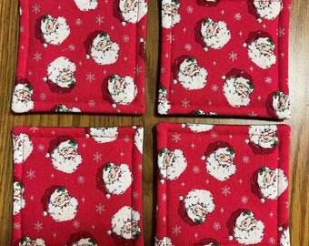 Santa Holiday Fabric Coasters Set of 4