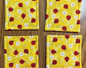 Ladybug Fabric Coasters Set of 4