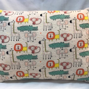 Lion Giraffe Monkey Crocodile & Elephant Zoo Travel Pillow 16&quot; X 12&quot; Flannel with Pillow insert and Zipper