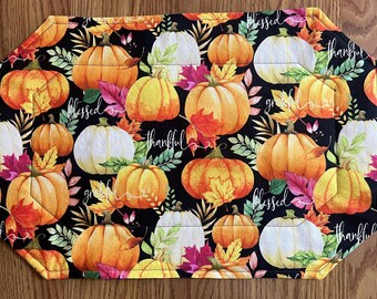 Shabby Chic Fall Floral Placemats Set Of 4 – Thanksgiving Pumpkin Pattern