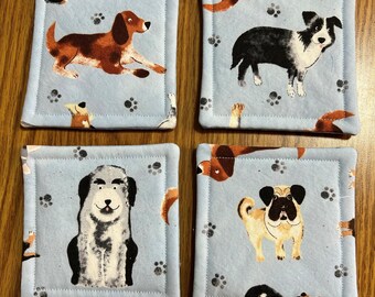 Dog Fabric Coasters Set of 4