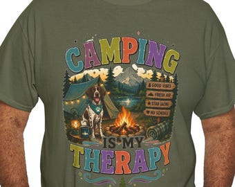 German Shorthaired Pointer Camping T-Shirt | Funny Pointer Lover Gift | Bird Dog Camping Shirt | Retro Dog Owner Tee