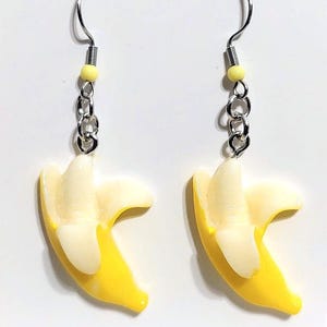 BANANA DANGLE EARRINGS | Banana Split Peeled | Fruity Foodie Dangle Earrings | Kawaii Fun Quirky Jewelry