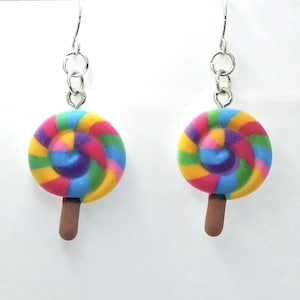 COLORFUL LOLLIPOP EARRINGS | Sweet Candy Dangle Jewelry | Novelty Foodie Dangle Earrings | Kawaii Fun Quirky Jewelry