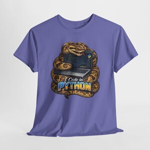 Funny Python Programmer Shirt, I Code in Python Tee, Snake Coding T-Shirt, Python Developer Gift, Software Engineer Shirt immagine 2