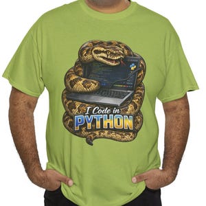 Funny Python Programmer Shirt, I Code in Python Tee, Snake Coding T-Shirt, Python Developer Gift, Software Engineer Shirt immagine 6