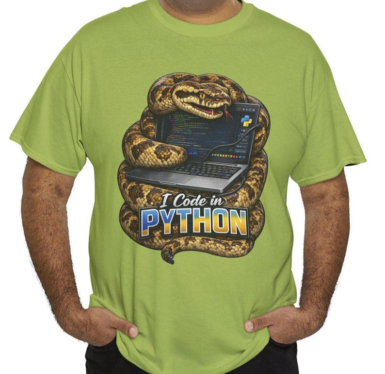 Funny Python Programmer Shirt, I Code in Python Tee, Snake Coding T-Shirt, Python Developer Gift, Software Engineer Shirt immagine 6