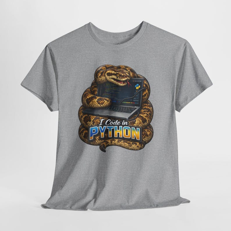 Funny Python Programmer Shirt, I Code in Python Tee, Snake Coding T-Shirt, Python Developer Gift, Software Engineer Shirt immagine 8