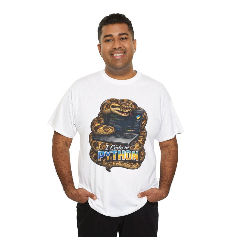 Funny Python Programmer Shirt, I Code in Python Tee, Snake Coding T-Shirt, Python Developer Gift, Software Engineer Shirt immagine 1