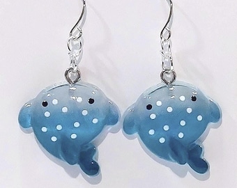 Smiling MANTA RAY EARRINGS | Ocean Animal | Sea Life Jewelry | Cute Marine Dangle Earrings