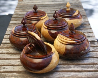 Ensemble de 6 bols à noix en bois exotique de cocobolo figuré