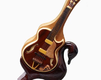 Boîte à images pour guitare électrique avec support cygne assorti