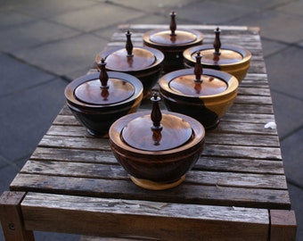 6 pièce figuré cocobolo exotique bois Candy Nut bol ensemble