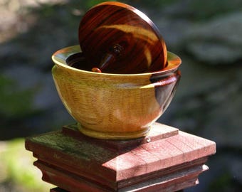 Bol en bois tourné Cocobolo avec couvercle