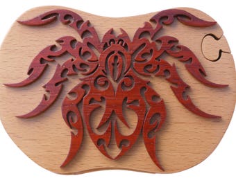 Boîte de puzzle faite main en bois de plage Taranchula Spider