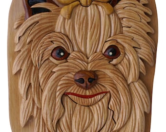 Boîte à puzzle faite main Yorkshire Terrier, compartiment secret