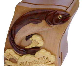 Boîte puzzle saumon fabriquée à partir de bois de plage