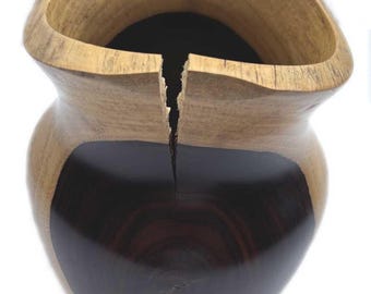 Rare vase en bois de cocobolo Combinaison rare de sève et de bois dur