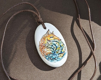 Fox Handmade Pendant Necklace | Original watercolour jewellery | Fox Totem  | Fox Spirit animal Pendant | Fox Amulet | Witchy jewellery