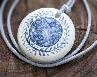 Night Sky Necklace | Galaxy Pendant | Original watercolour jewellery |  Cosmic jewelry | Starry Night Pendant | Handcrafted necklace |