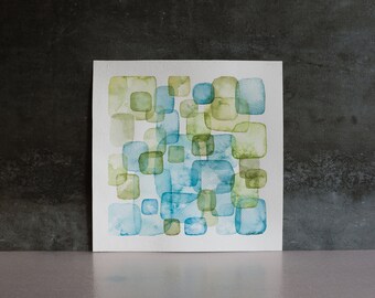 Abstract watercolor art  blue / aqua / green original painting / soft tone colors - Fine Art  drawing / home decor / gift idea by Norvile